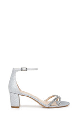 Silver Glitter | Joanne Strappy Block Heel