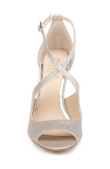 Light Gold | Jonna Glitter Peep Toe Pumps