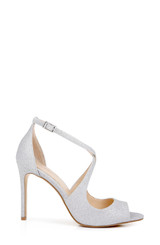 Silver | Jonna Glitter Peep Toe Pumps