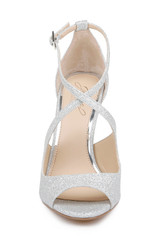 Silver | Jonna Glitter Peep Toe Pumps