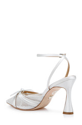 White | Josie Lace Ankle Strap Pumps Back Side