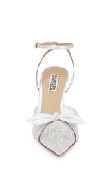 White | Josie Lace Ankle Strap Pumps Front