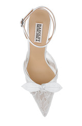 White | Josie Lace Ankle Strap Pumps Top