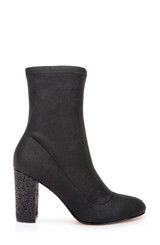 Black | Jovanna Glitter Block Heel Bootie
