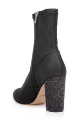 Black | Jovanna Glitter Block Heel Bootie
