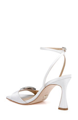 White Crepe | Judith Heeled Square Toe Sandals Back Side