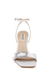 White Crepe | Judith Heeled Square Toe Sandals Front