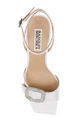 White Crepe | Judith Heeled Square Toe Sandals Top