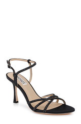 Black | Julietta Satin Stiletto Sandals Front Side
