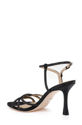 Black | Julietta Satin Stiletto Sandals Back Side