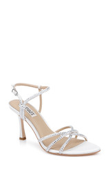 White | Julietta Satin Stiletto Sandals Front Side