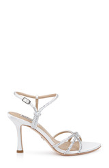 White | Julietta Satin Stiletto Sandals Side
