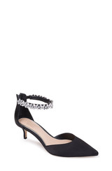 Black | Robles Crystal Embellished Kitten Heel