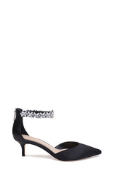 Black | Robles Crystal Embellished Kitten Heel