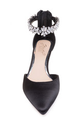 Black | Robles Crystal Embellished Kitten Heel
