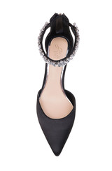 Black | Robles Crystal Embellished Kitten Heel