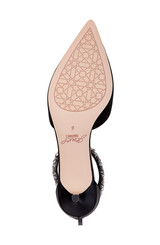 Black | Robles Crystal Embellished Kitten Heel