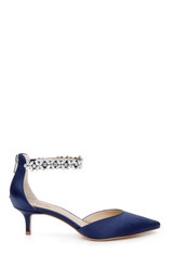 Navy | Robles Crystal Embellished Kitten Heel Side