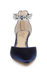 Navy | Robles Crystal Embellished Kitten Heel Front