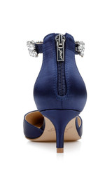 Navy | Robles Crystal Embellished Kitten Heel Back