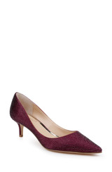 Bordeaux Satin | Frenchie Pointed Toe Kitten Heel Front Side