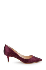 Bordeaux Satin | Frenchie Pointed Toe Kitten Heel Side