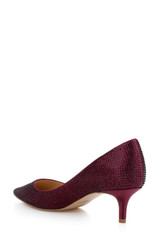 Bordeaux Satin | Frenchie Pointed Toe Kitten Heel Back Side