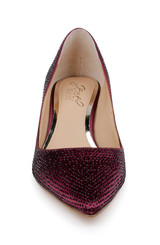Bordeaux Satin | Frenchie Pointed Toe Kitten Heel Front