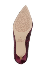 Bordeaux Satin | Frenchie Pointed Toe Kitten Heel Bottom