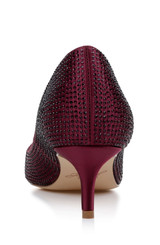 Bordeaux Satin | Frenchie Pointed Toe Kitten Heel Back