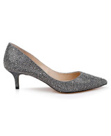 Smoke Fabric | Frenchie Pointed Toe Kitten Heel