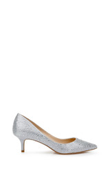 Silver Satin | Frenchie Pointed Toe Kitten Heel 