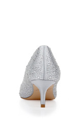 Silver Satin | Frenchie Pointed Toe Kitten Heel 