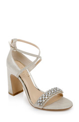 Gold | Penny Crystal Embellished Block Heel Front Side