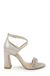 Gold | Penny Crystal Embellished Block Heel Side