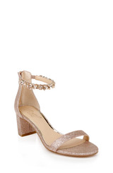 Rosegold Glitter | Catalina Open Toe Block Heel Front Side