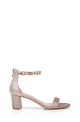 Rosegold Glitter | Catalina Open Toe Block Heel Side