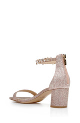 Rosegold Glitter | Catalina Open Toe Block Heel Back Side