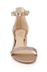 Rosegold Glitter | Catalina Open Toe Block Heel Front