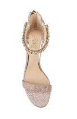 Rosegold Glitter | Catalina Open Toe Block Heel Top