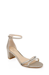 Gold Glitter | Joanne Strappy Block Heel Front Side
