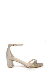 Gold Glitter | Joanne Strappy Block Heel Side