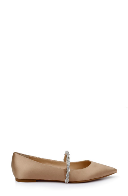 Dark Nude | Vana Pointed Flats with Embellished Straps