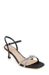Black | Maci Metallic Sandal with Rhinestone Knot Detail Front Side