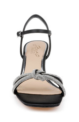 Black | Maci Metallic Sandal with Rhinestone Knot Detail Front