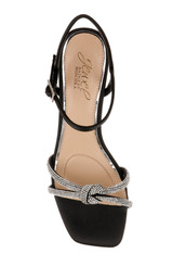 Black | Maci Metallic Sandal with Rhinestone Knot Detail Top