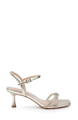 Light Gold | Maci Metallic Sandal with Rhinestone Knot Detail