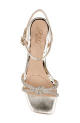 Light Gold | Maci Metallic Sandal with Rhinestone Knot Detail