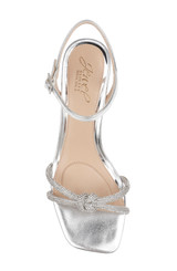 Silver | Maci Metallic Sandal with Rhinestone Knot Detail