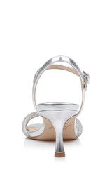 Silver | Maci Metallic Sandal with Rhinestone Knot Detail